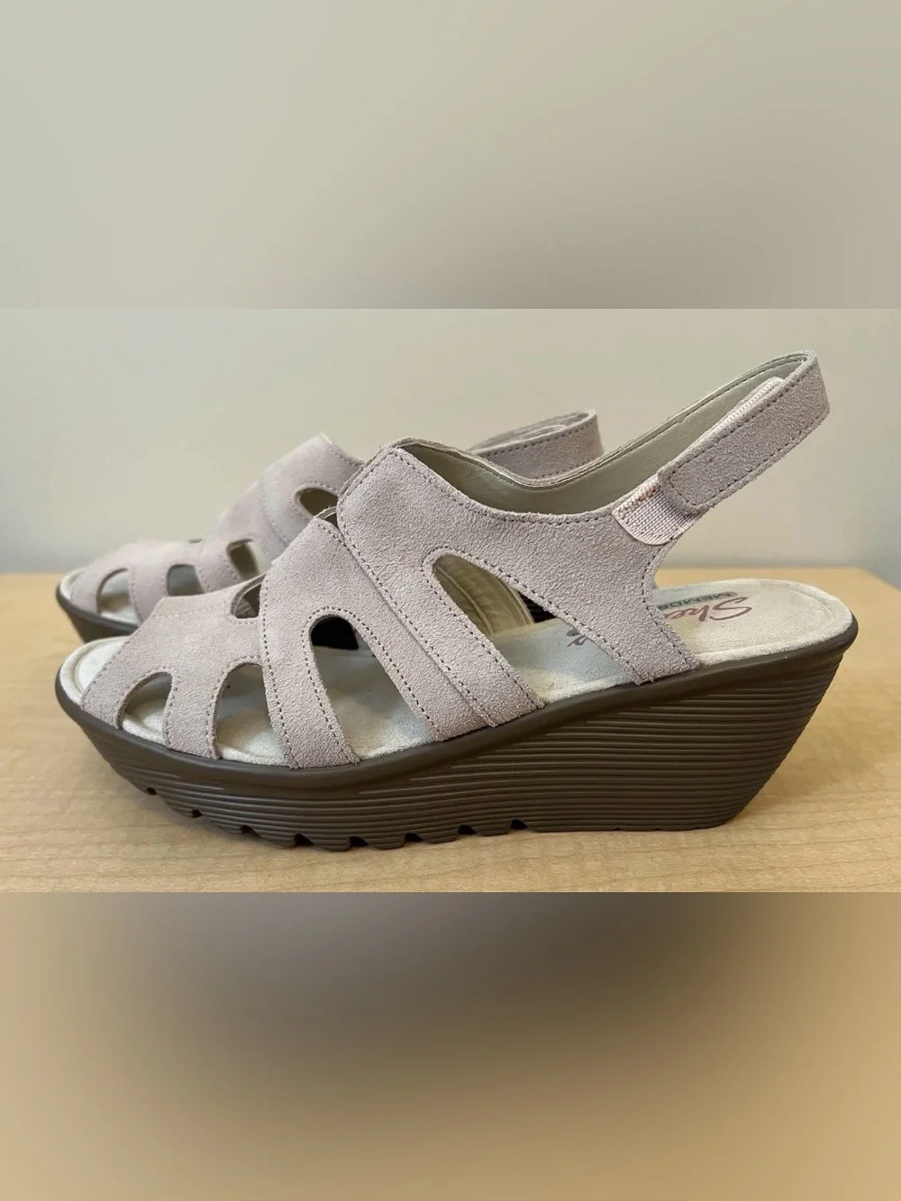 Skechers Parallel Stylin' wedge sandals sling back light pink NWT SIZE 7